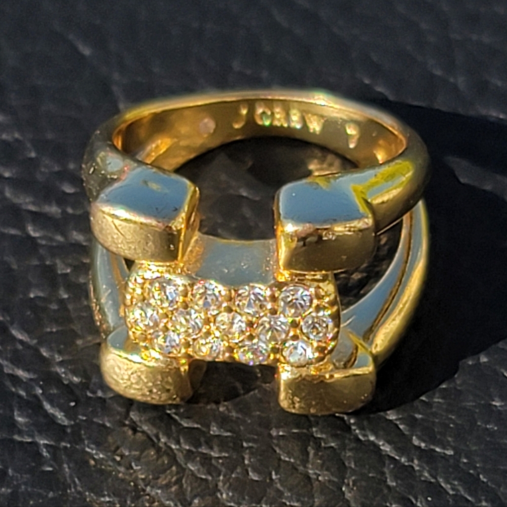 J CREW Pave & Goldtone Ring / Size 7